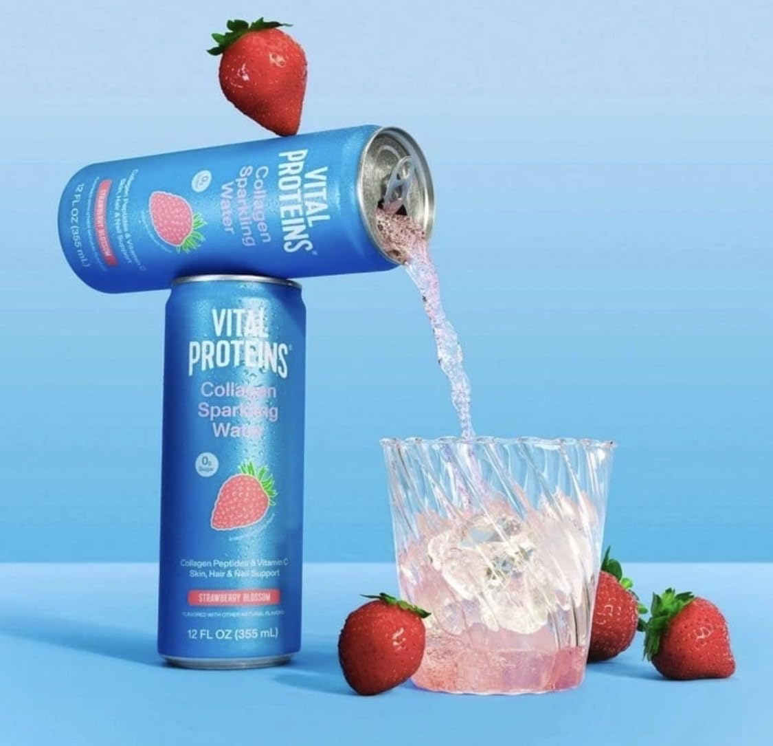 Vital Proteins Collagen Sparkling Water | Variety Pack (Strawberry Blossom, Blood Orange, Lemon Lime) | 12 fl oz | 12-count cans