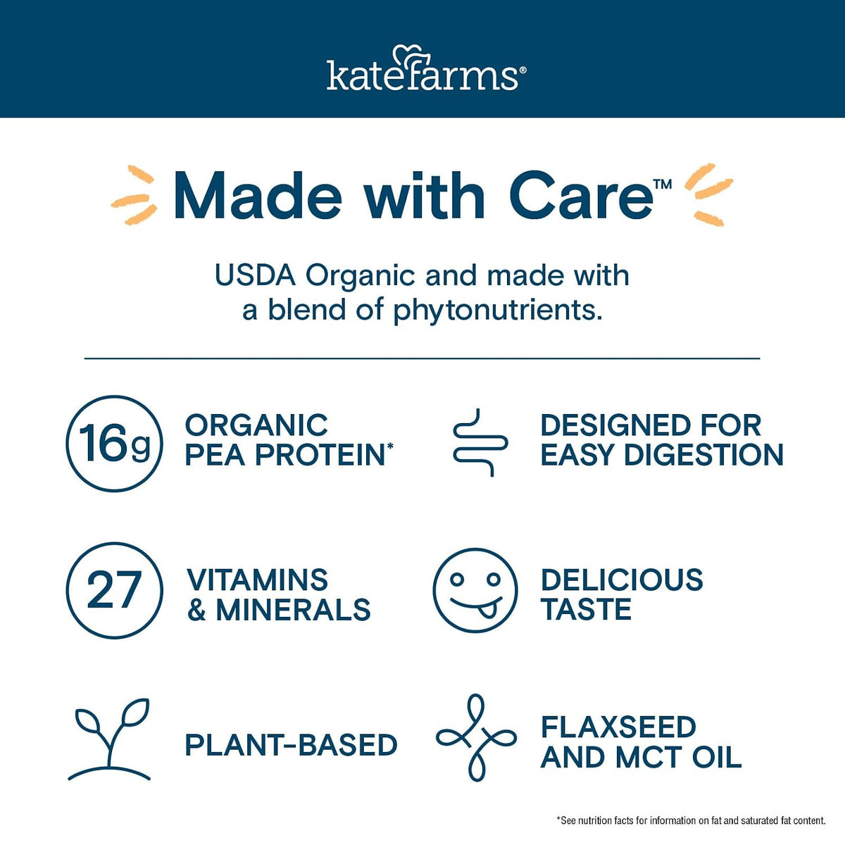 KATE FARMS Organic Nutrition Shake, Vanilla, 16g Protein, 12 Pack
