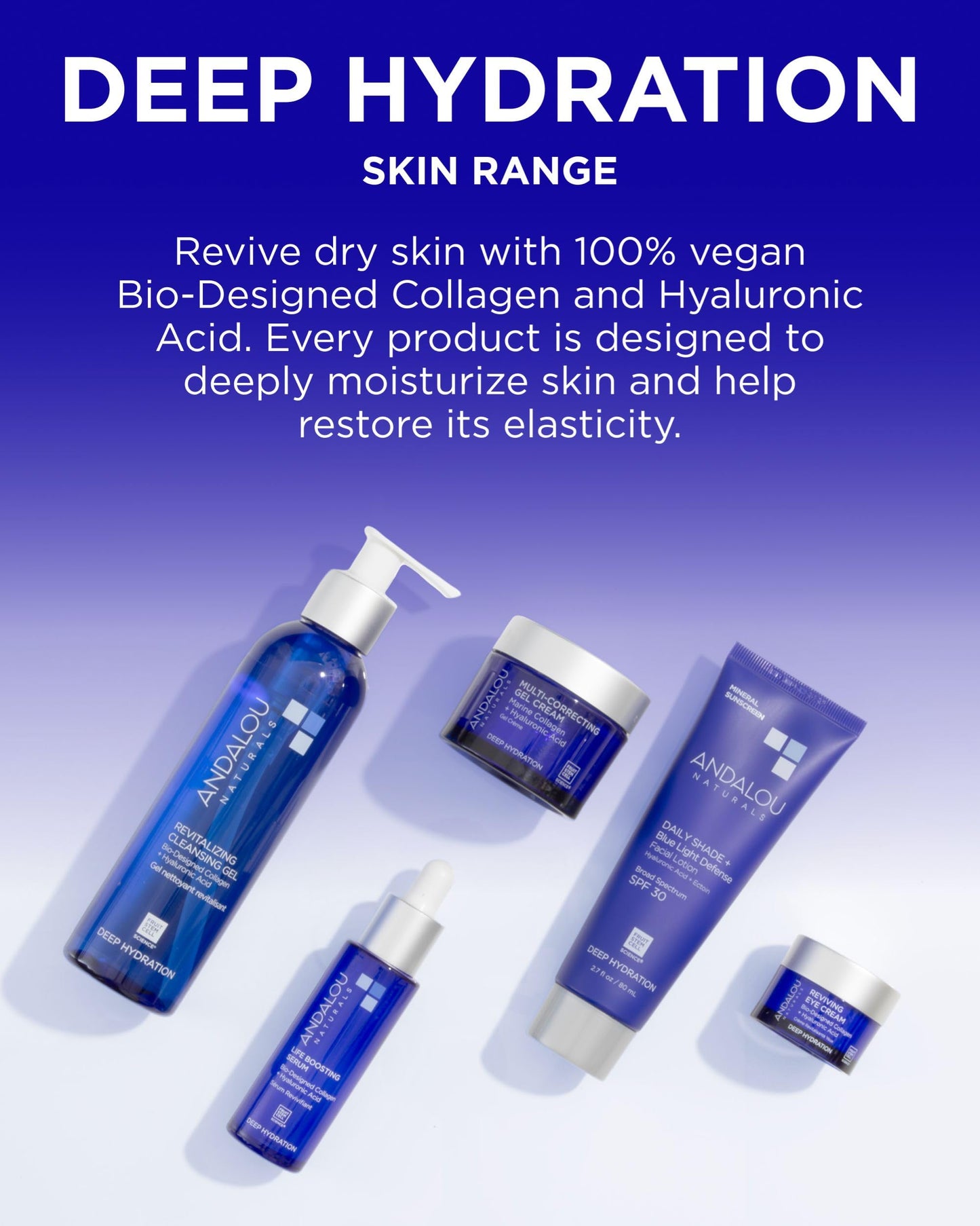Andalou Naturals Deep Hydration Face Moisturizer Multi-Correcting Cream - Daily Skincare With Hyaluronic Acid, Vegan Collagen, & Fruit Stem Cells - Repair Skin Elasticity & Boost Hydration - 1.7 fl oz