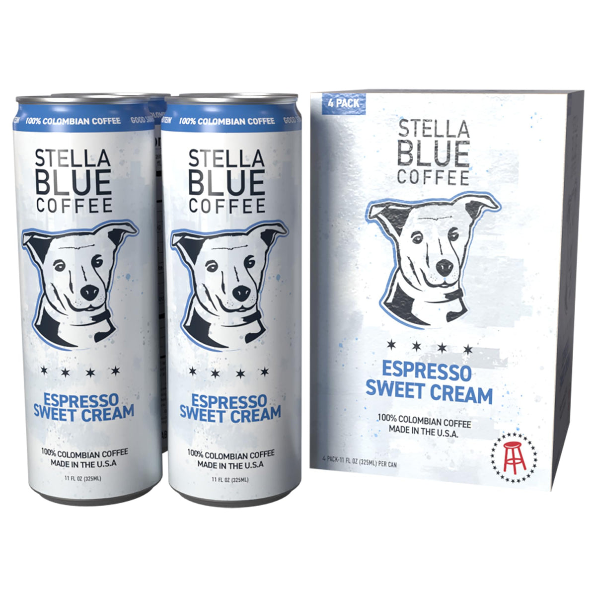Espresso Sweet Cream Latte Cans, Colombian Coffee Beans, 11oz Can, 12-Pack