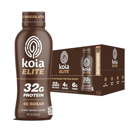Koia Elite, Plant-Based Protein Shake with Prebiotic Fiber, Chocolate