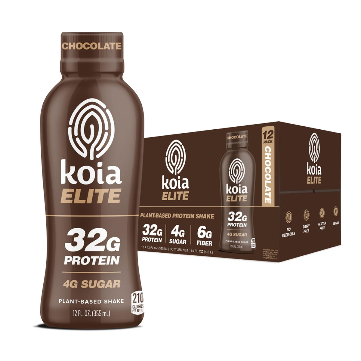 Koia Elite, Plant-Based Protein Shake with Prebiotic Fiber, Vanilla