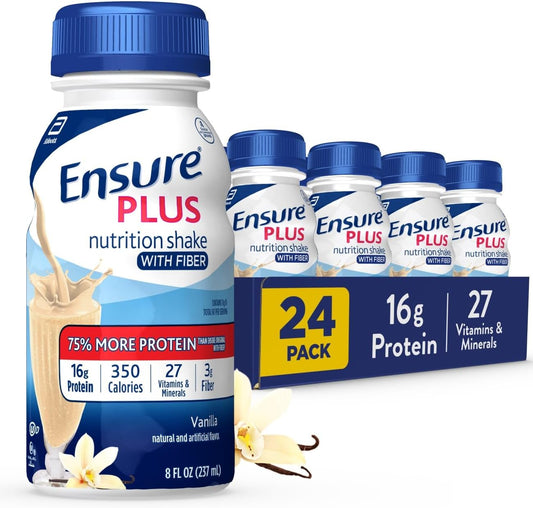 Ensure Plus Vanilla Nutrition Shake With Fiber, 24 Pack