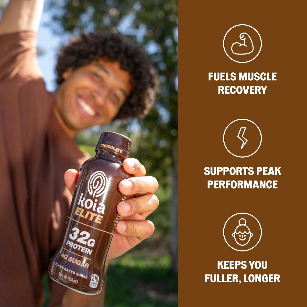 Koia Elite, Plant-Based Protein Shake with Prebiotic Fiber, Chocolate