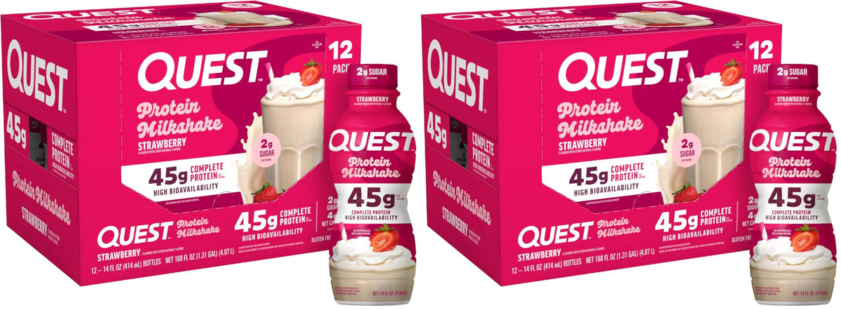 Quest Nutrition Chocolate Protein Shake, 45g Protein, 2g Sugar, 4g Net Carbs, Ready to Drink, Gluten Free, 12 Count