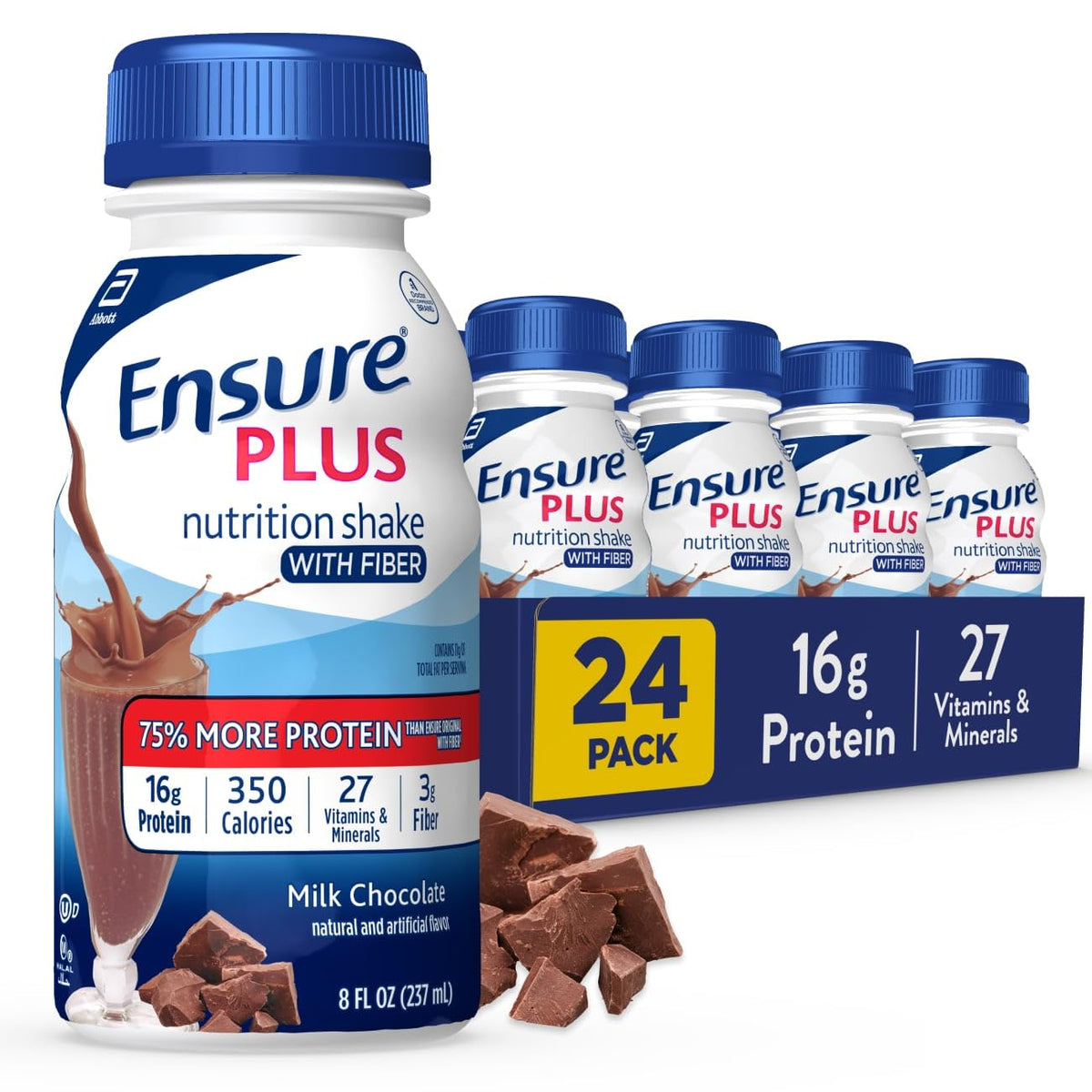 Ensure Plus Vanilla Nutrition Shake With Fiber, 24 Pack