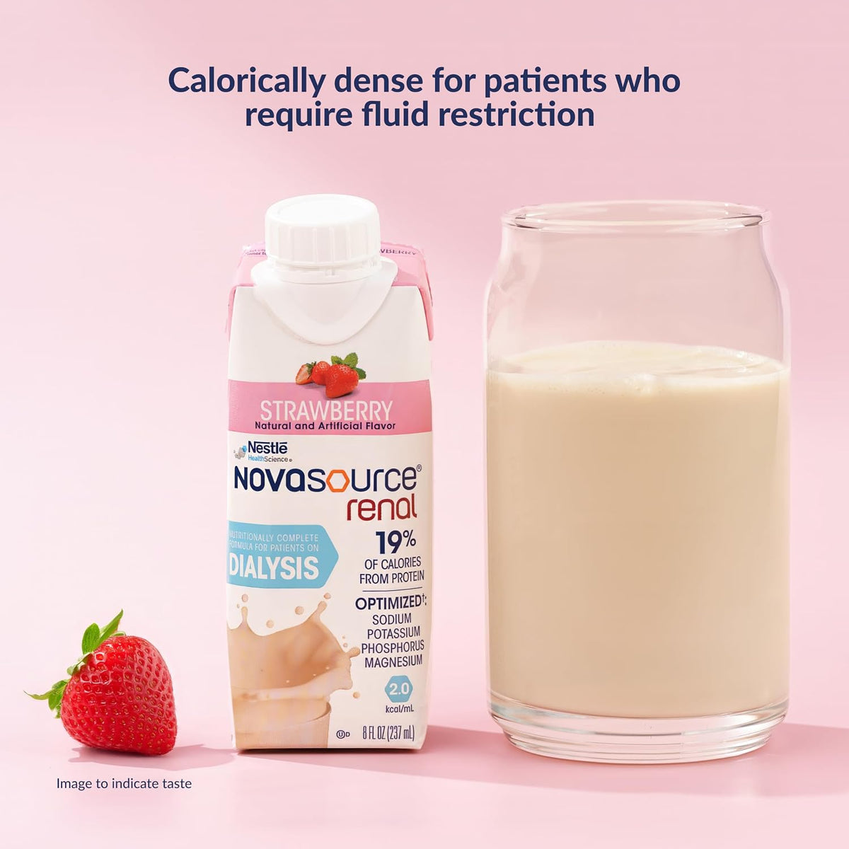 NOVASOURCE Renal Strawberry Dialysis Protein Shake, 8 Fl Oz, 24pk