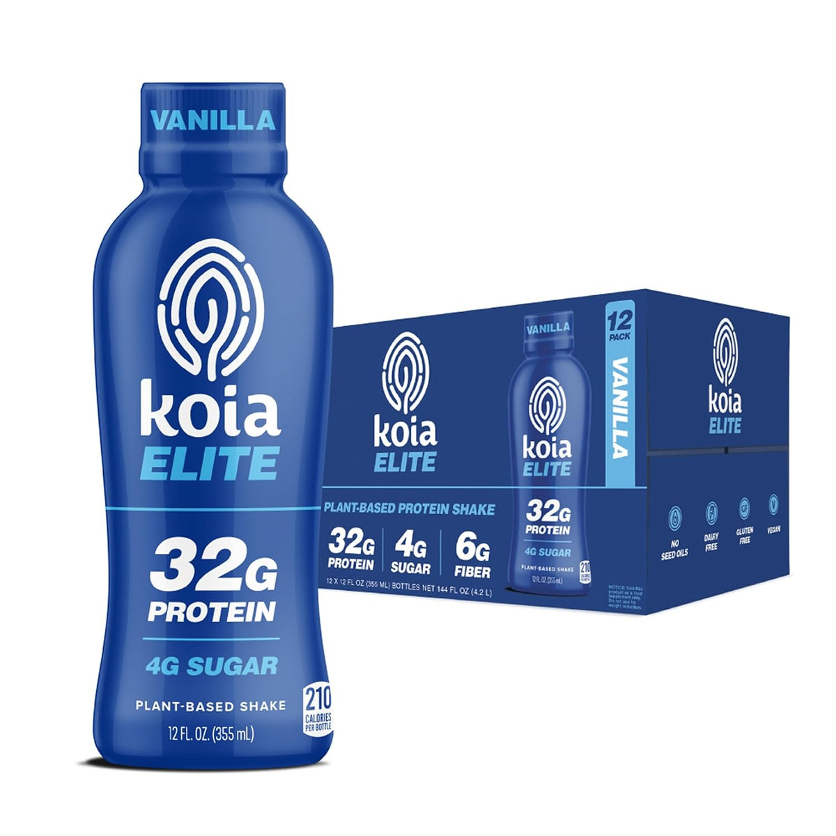 Koia Elite, Plant-Based Protein Shake with Prebiotic Fiber, Vanilla