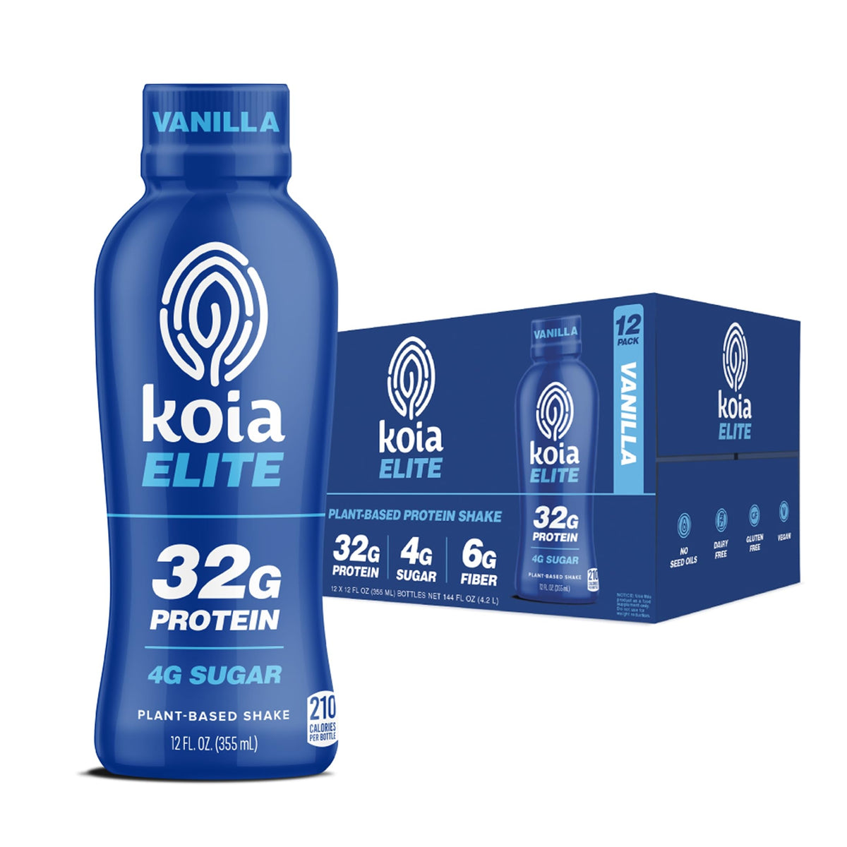 Koia Elite, Plant-Based Protein Shake with Prebiotic Fiber, Chocolate