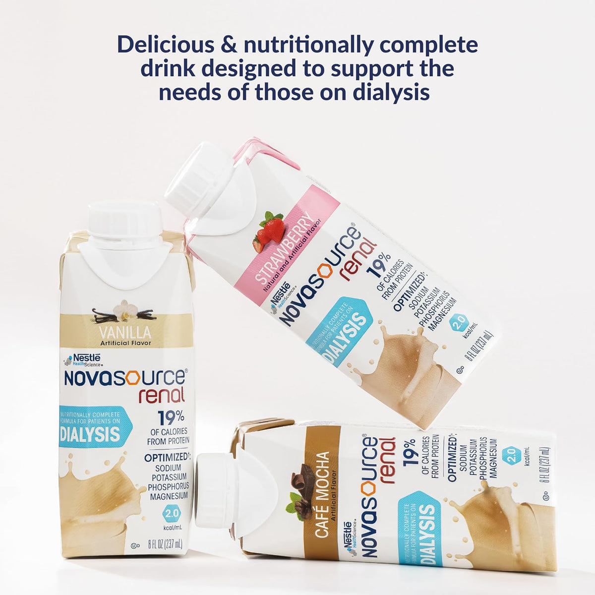 NOVASOURCE Renal Strawberry Dialysis Protein Shake, 8 Fl Oz, 24pk