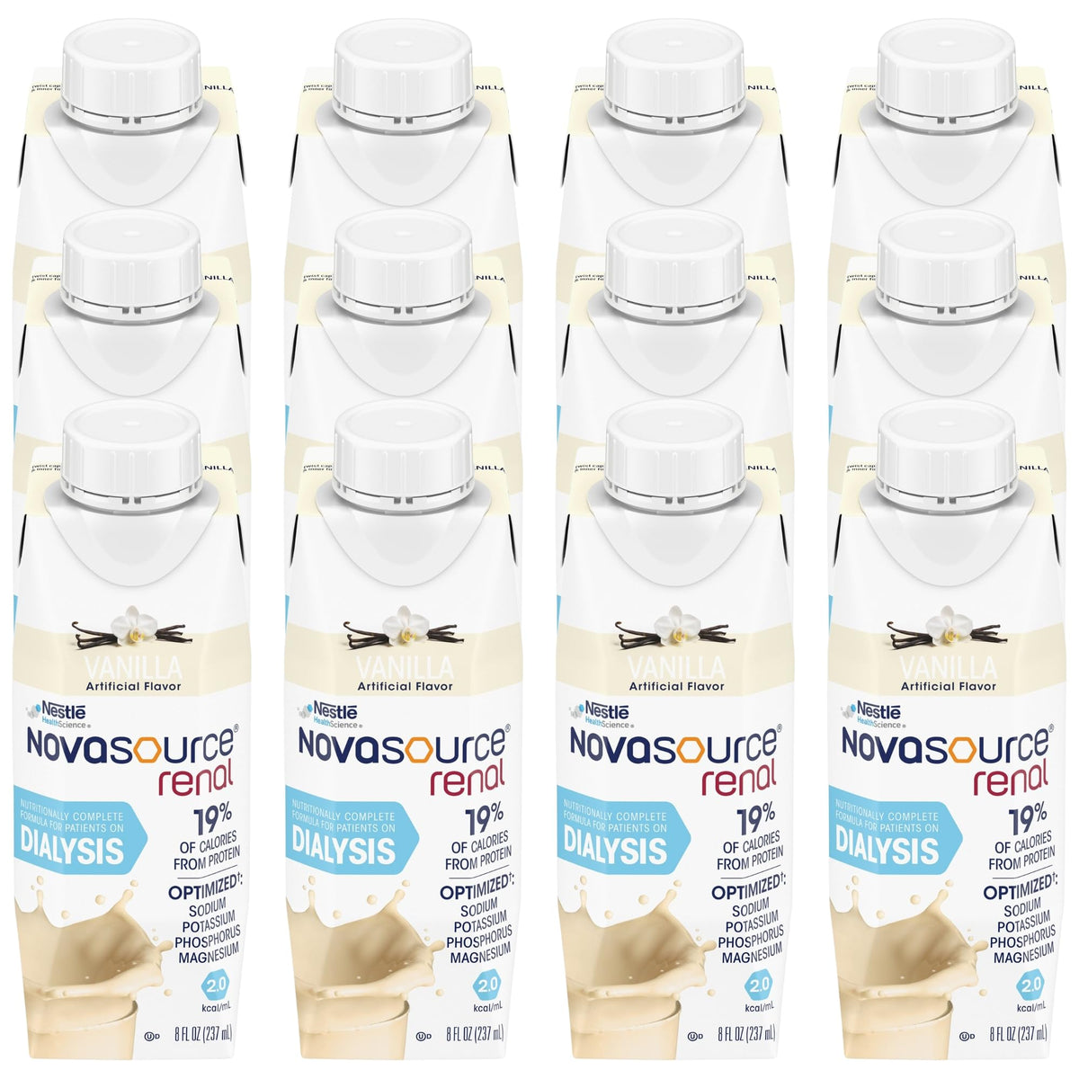 NOVASOURCE Renal Strawberry Dialysis Protein Shake, 8 Fl Oz, 24pk