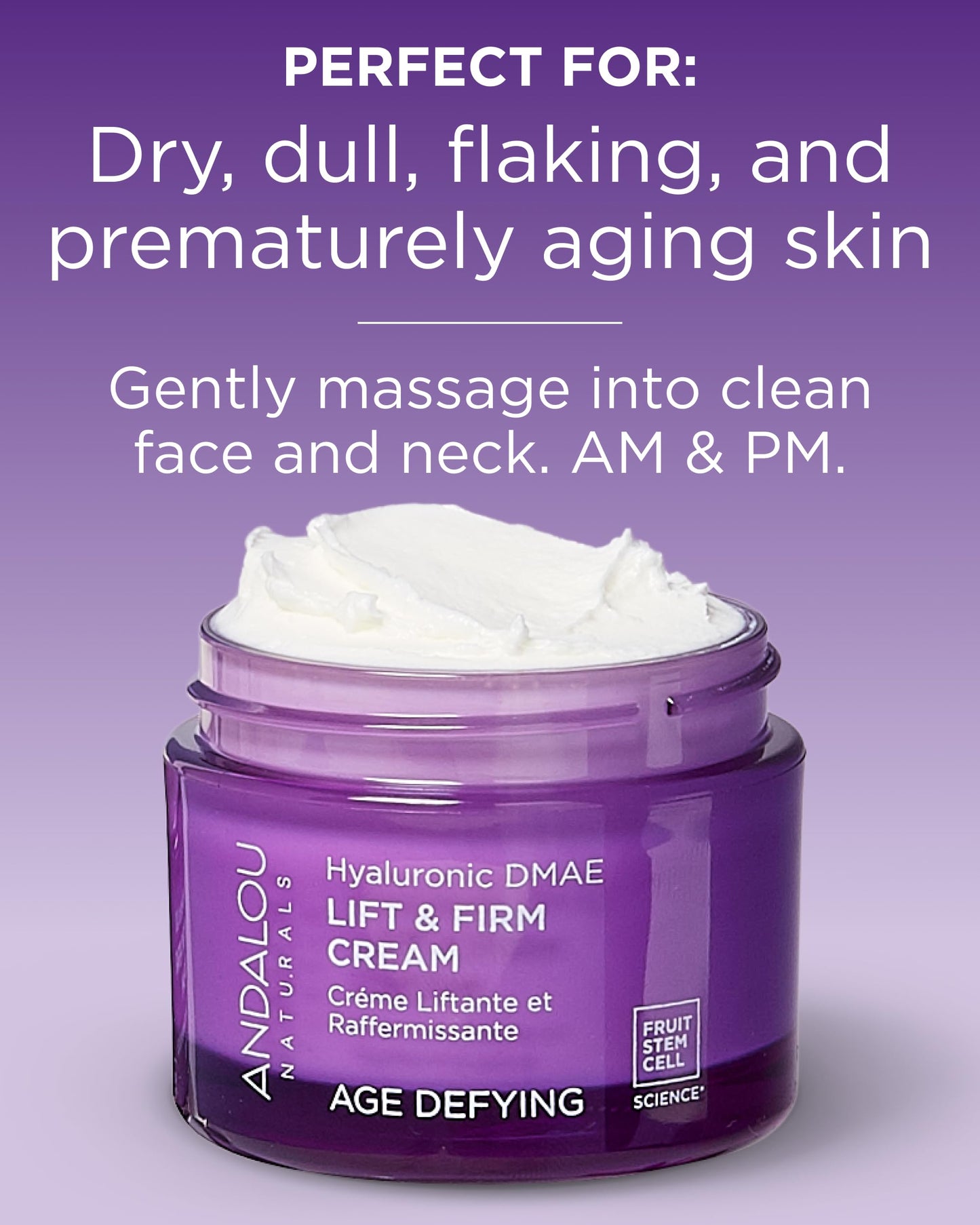 Andalou Naturals Hyaluronic DMAE Lift & Firm Skin Cream | Anti Aging Face Moisturizer with Hyaluronic Acid | Helps Reduce Fine Lines & Wrinkles | 1.7 oz