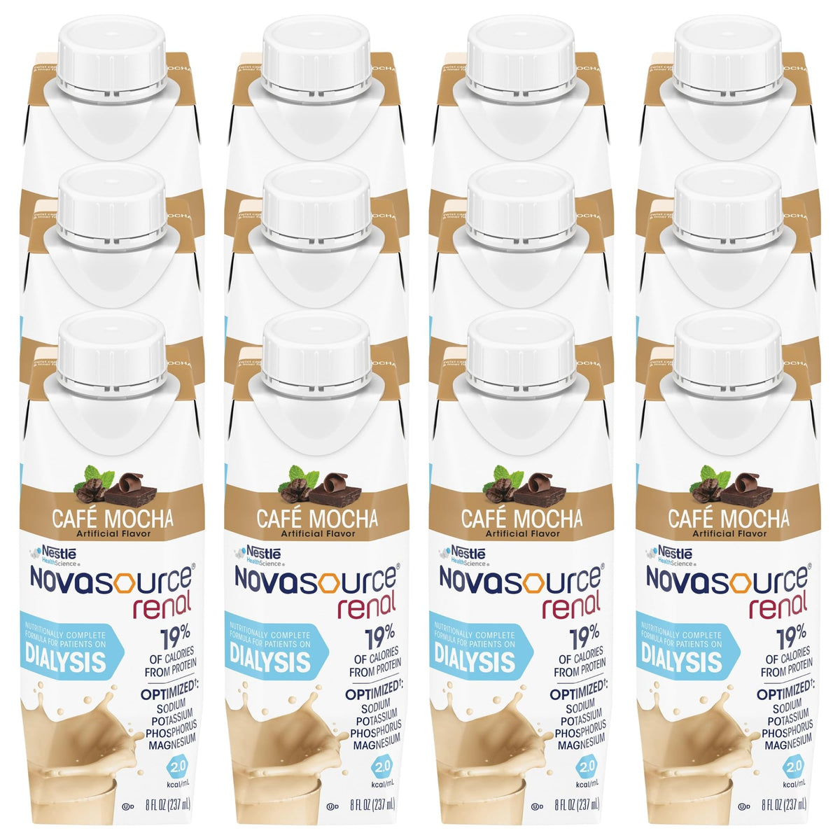 NOVASOURCE Renal Strawberry Dialysis Protein Shake, 8 Fl Oz, 24pk