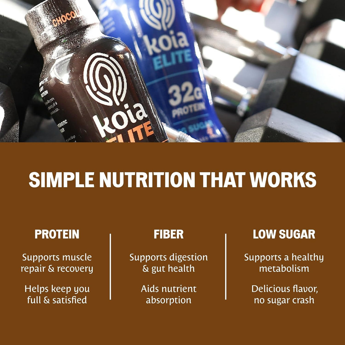 Koia Elite, Plant-Based Protein Shake with Prebiotic Fiber, Chocolate