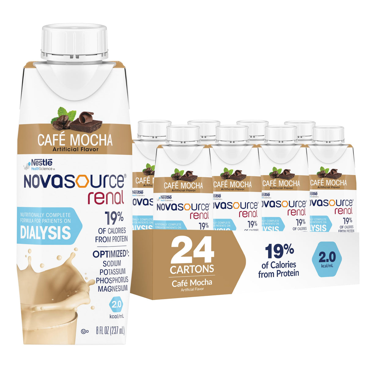 NOVASOURCE Renal Strawberry Dialysis Protein Shake, 8 Fl Oz, 24pk