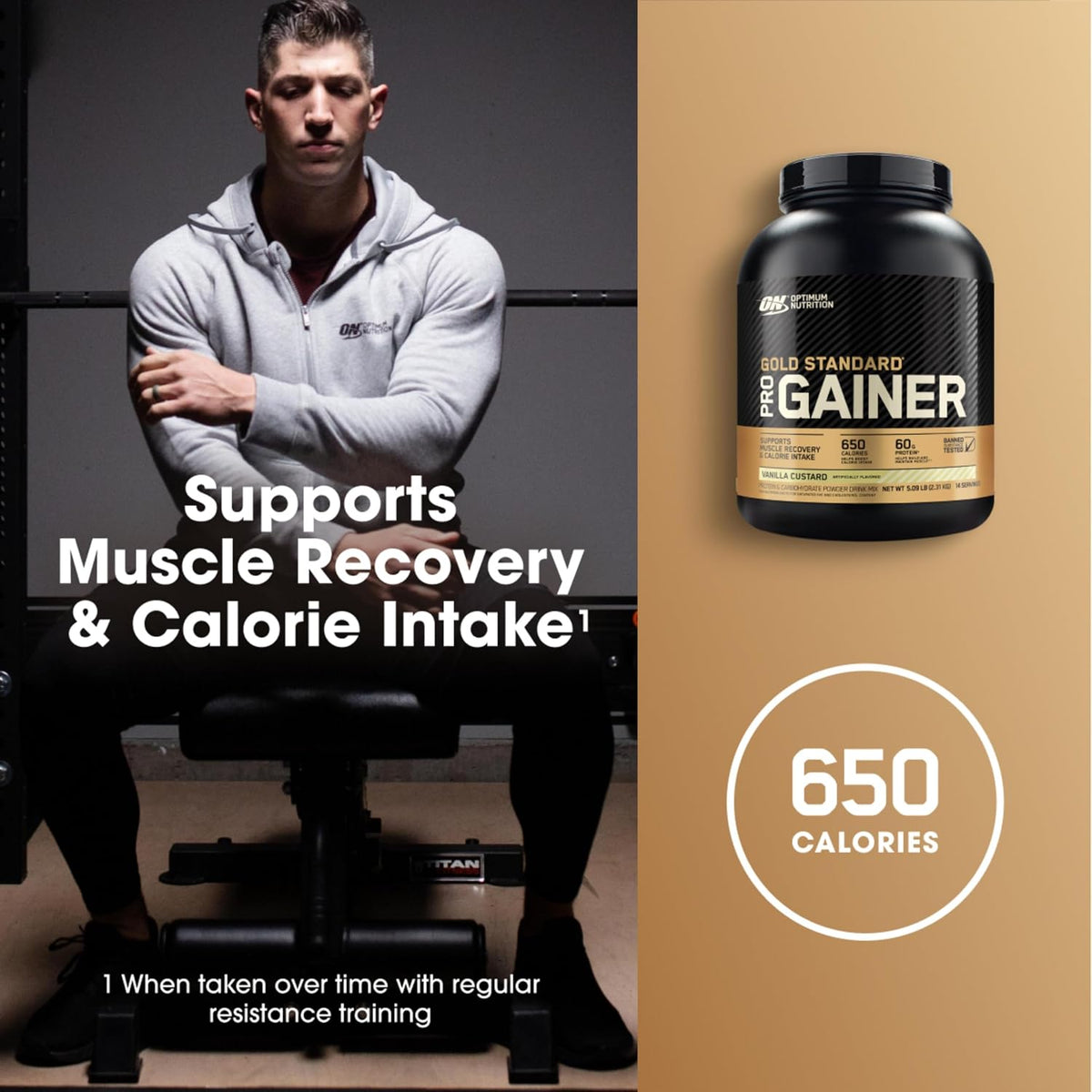 Optimum Nutrition Gold Standard Pro Gainer Protein, Vanilla Custard, 5 LB