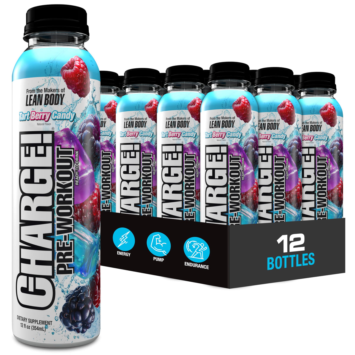 LABRADA Charge Pre Workout Watermelon Candy RTD Drink – Pump, Energy, Endurance Formula with 10g Glycerol, 6g L-Citrulline Malate, 4g Beta Alanine, 300mg Caffeine, + Total Hydration, 12 Servings