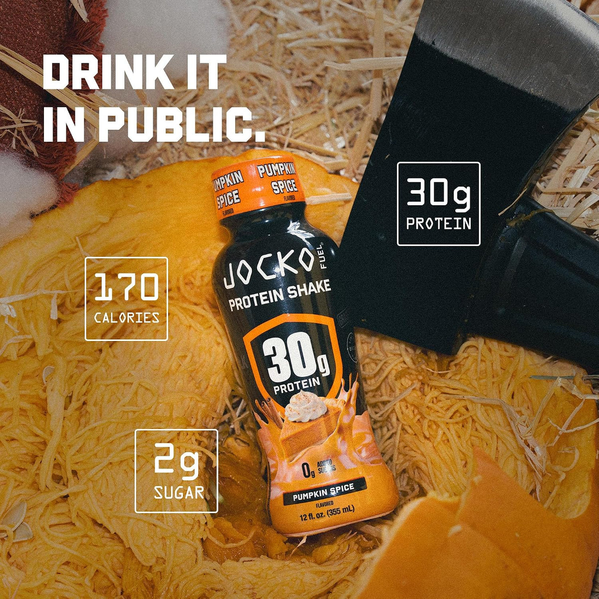 Jocko Fuel High Protein Shakes, Pumpkin Spice, 12 fl oz | 12 Pack
